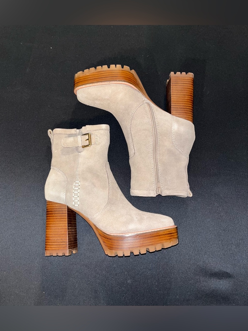 Steve Madden Summit Platform Bootie Taupe Suede Women’s Size 9.5